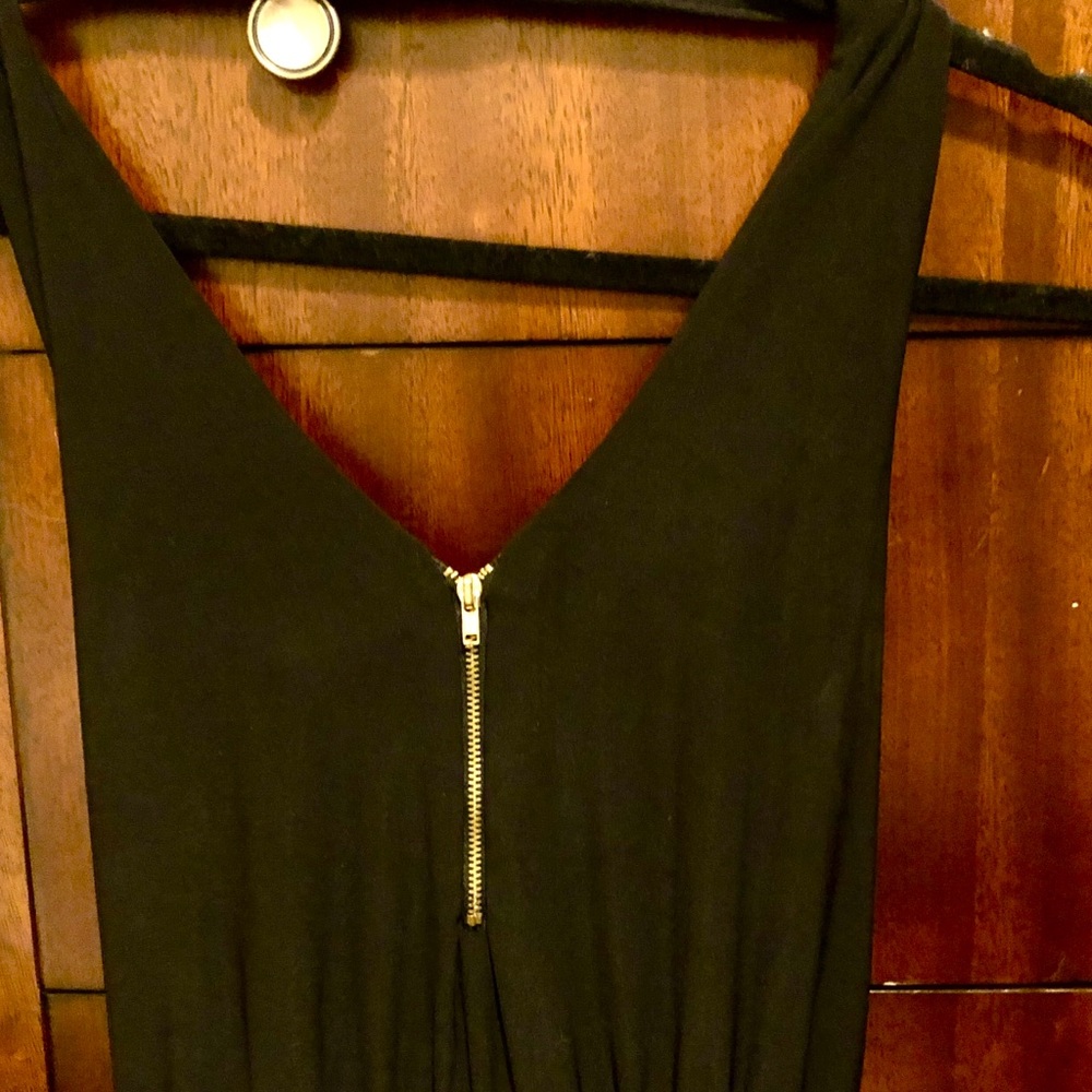 Backless Jumpsuit with Gold Zipper